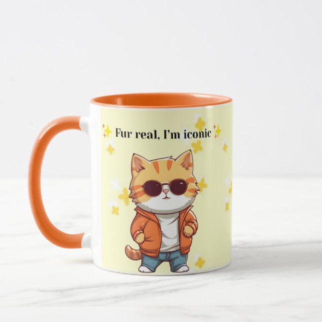 Fur Real, I’m Iconic | Funny Cat Quote Tasse (Links)
