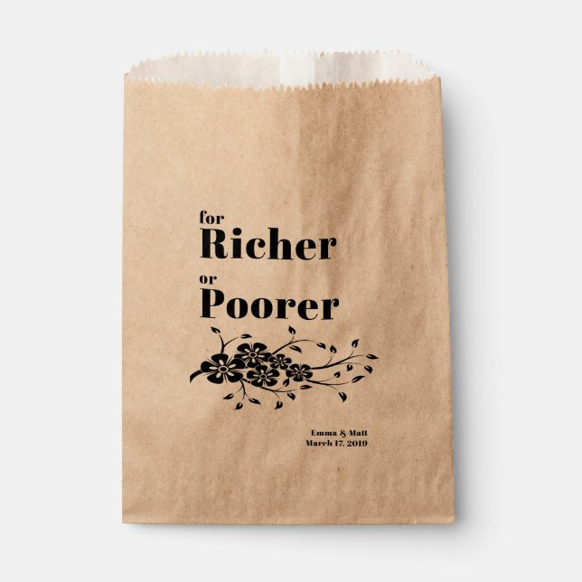 Für reichere oder ärmere Gastgeschenk Hochzeiten Geschenktütchen (Vorderseite)