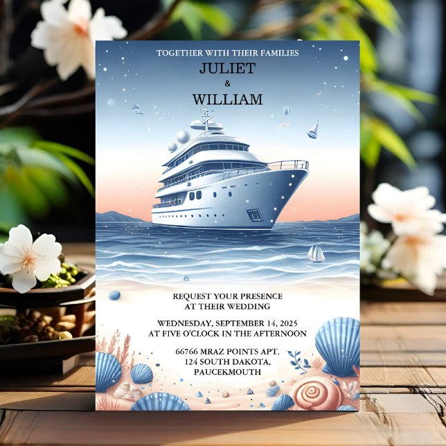Für Roop Knot Boat Navy Blue Nautical Wedding Einladung (Von Creator hochgeladen)