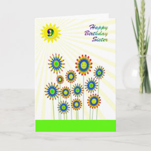 Für Schwesteralter 9, eine Happy Blume Card Karte