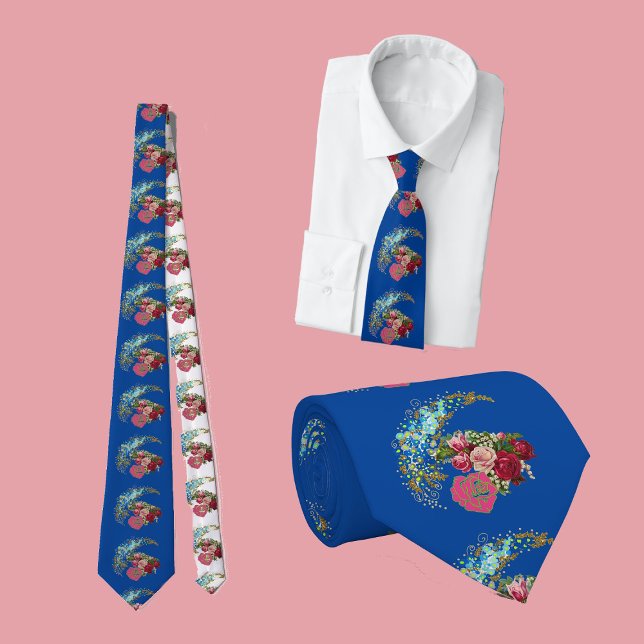 Für seine dunkelblaue rustikale Rose Valentine Blu Krawatte (For Him Dark Blue Rustic Rose Valentine Floral Fun Neck Tie)