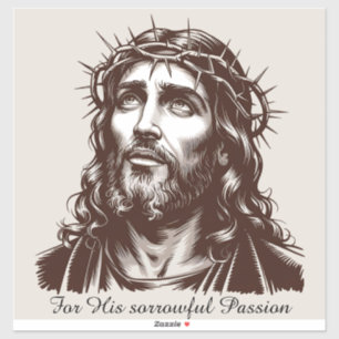 Für seine traurige Leidenschaft - Portrait Jesu Aufkleber