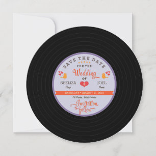 Für Sheliza: Retro Vinyl Record Orange Sky Blue Save The Date