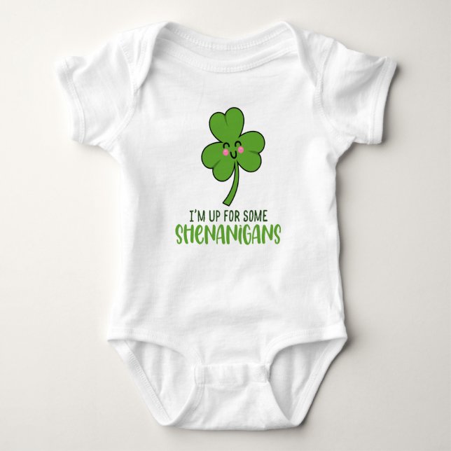 Für Shenanigans Niedlicher St. Patrick's Day Baby Strampler (Vorderseite)