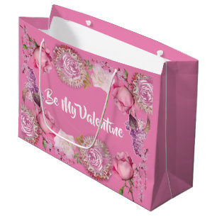 Für sie mein Valentiner Romantischer Rosa Lilac Große Geschenktüte