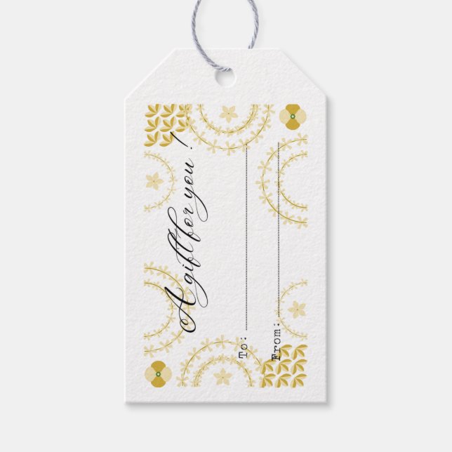 für Sie mit einem Geschenkschild aus Weiß und Gold Geschenkanhänger (Vorderseite)