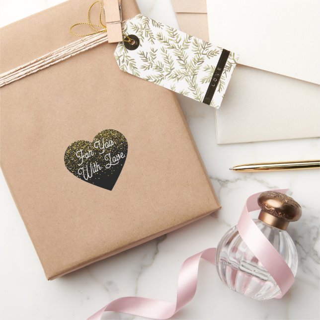 Für Sie mit Liebe Glitzer Geschenk Herz-Aufkleber (Schenken)