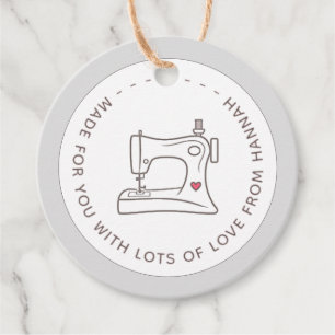 Für Sie mit Liebe Nähmaschine & Herz Geschenkanhänger