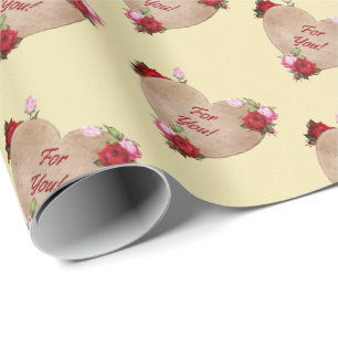 Für Sie Vintage Style Heart mit Rose Geschenkwrap Geschenkpapier