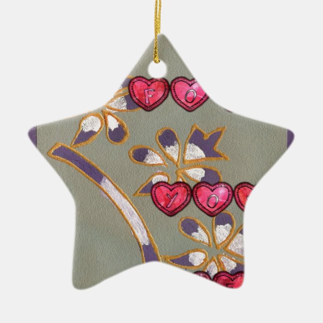 Für Sie von mir: Schönes Blumenherzendesign Keramik Ornament (Vorne)