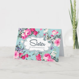 Für Sister am Muttertag. Vintage Rose Karte