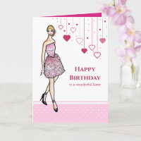 Für Sister on Birthday Girl with Pink Roses Dress