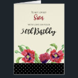 Für Sister on Birthday Watercolor Red Poppies<br><div class="desc">Entworfen auf der Basis meiner Aquarellblüte Abbildung von roten Mohn. Ich malte diese hübschen, lebendigen, aber zarten roten Pappchen aus meinem Garten, ich musste sie nur einfangen, weil sie nicht so lange blühen. Es ist eine schöne Erinnerung von schönen Sommertagen, und hoffen, dass Sie es auch genießen können. Das Design...</div>