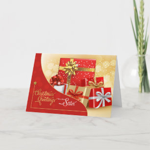 für Sister Red und Gold Weihnachtsgeschenke Feiertagskarte