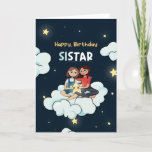 Für Sister Sistar Birthday Card Karte<br><div class="desc">Modernes Spiel auf der Geburtstagskarte von Vokabeln. Ideal für ein spezielles Mädchen,  Weibchen. Exklusives Design für die Marke Green Elephant Cards.</div>