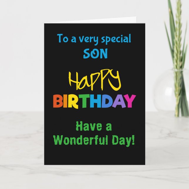 Für Son-Rainbow-Farben auf der Black Birthday Card Karte (Vorderseite)