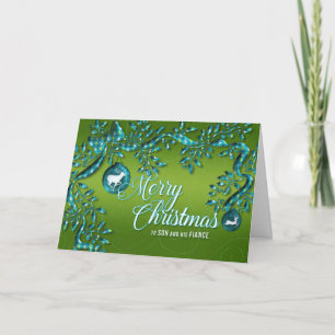 für Son und Seine Verlobte Green Türkis Weihnachte Feiertagskarte