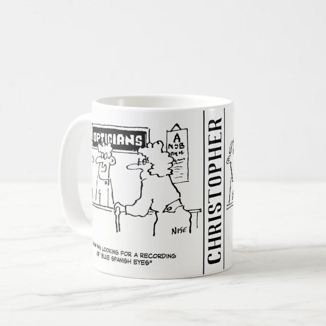 Für "Spanische Augen" wird ein Optiker gefragt Kaffeetasse (Vorderseite Links)