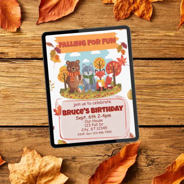 Für Spaß fallen, Waldtier-Geburtstag Einladung (Von Creator hochgeladen)