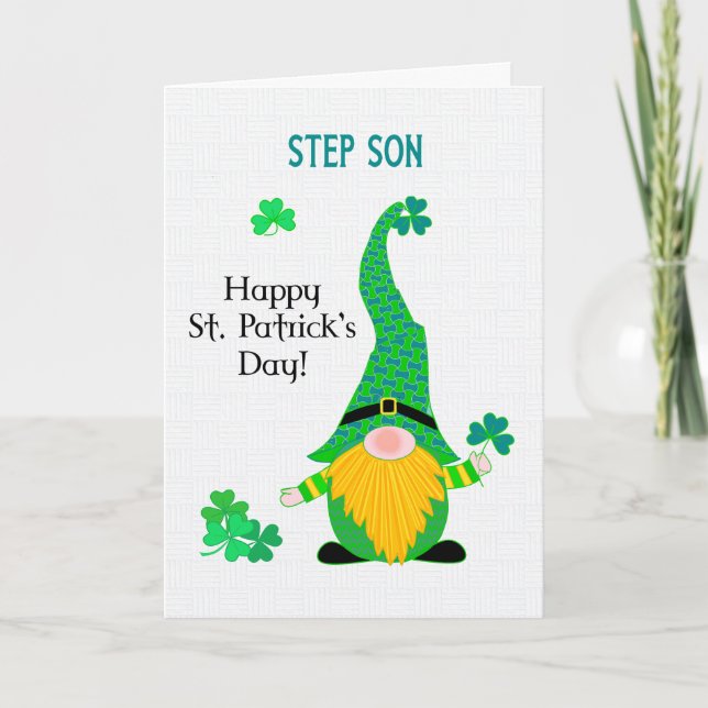 Für Stepson St Patrick's Fun Leprechaun Card Karte (Vorderseite)