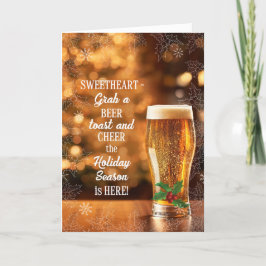 für Sweetheart Cheers Frosty Glass of Beer Feiertagskarte