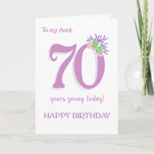 Für Tante 70. Geburtstagslavender und Rose Card Karte