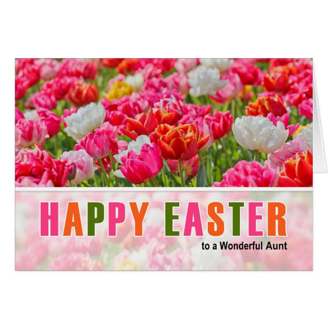 für Tante zu Ostern Pink Tulip Garden (Vorderseite (Horizontal))