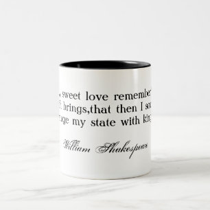 Für thy süßes Liebe remember'd… Shakespeare Zweifarbige Tasse
