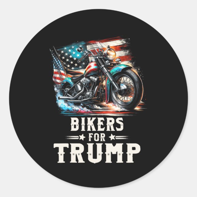 Für Trump 2024 Motorrad Patriotische amerikanische Runder Aufkleber (Vorderseite)