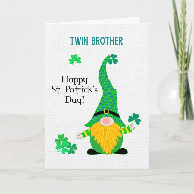 Für Twin Brother St Patrick's Fun Leprechaun Card Karte (Vorderseite)