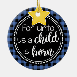 Für Uns ein Kind ist Geboren Blau Karierten Weihna Keramik Ornament