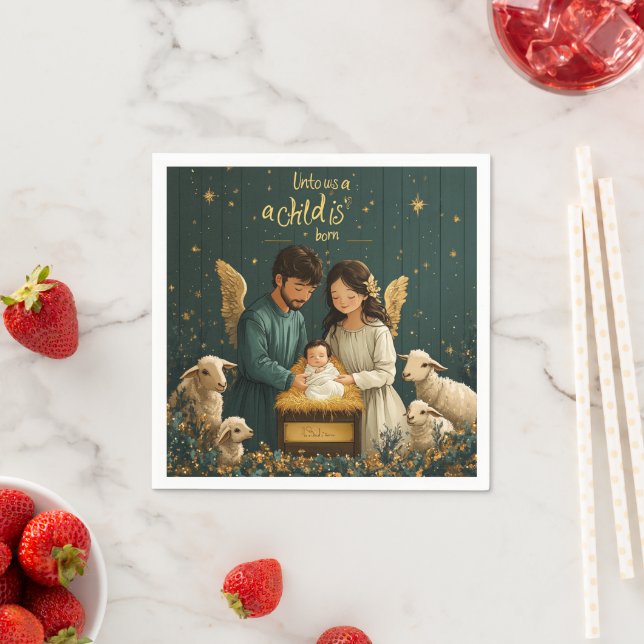 Für uns ist ein Kind Geborene Krippe Découpage Serviette (Beispiel)