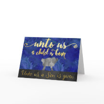 Für uns ist ein Kind geborene Weihnachtskarte