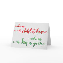 Für uns ist ein Kind geborene Weihnachtskarte