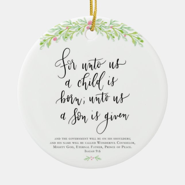 Für uns ist ein Kind Geborene Weihnachtsschmuck (Vorne)