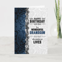 für UNSERE Grandson's Birthday Blue Paisley