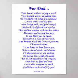 Für Vater-Memorial Gedicht Poster