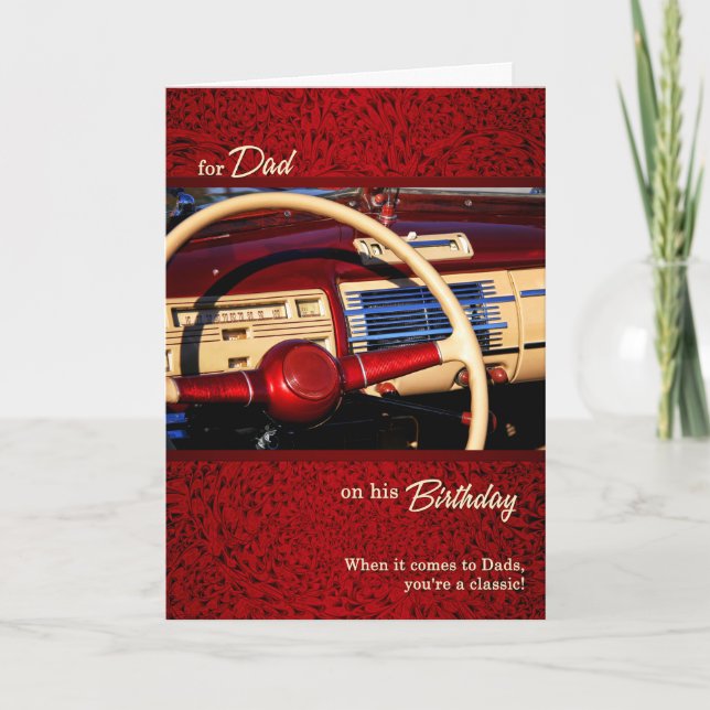 für Vater Red Classic Car Thema Geburtstag Karte (Vorderseite)
