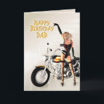 Für Vati, Geburtstag mit Mädchen und ein Motorrad Karte<br><div class="desc">Eine reizende Dame stehend neben einem Motorrad. Eine große Karte für den Mann,  der reiten mag!</div>