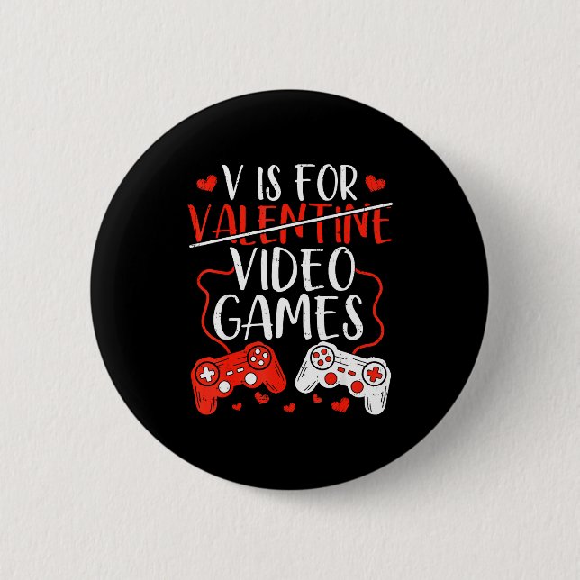 Für Videospiele Valentinstag Gamer Design Button (Vorderseite)