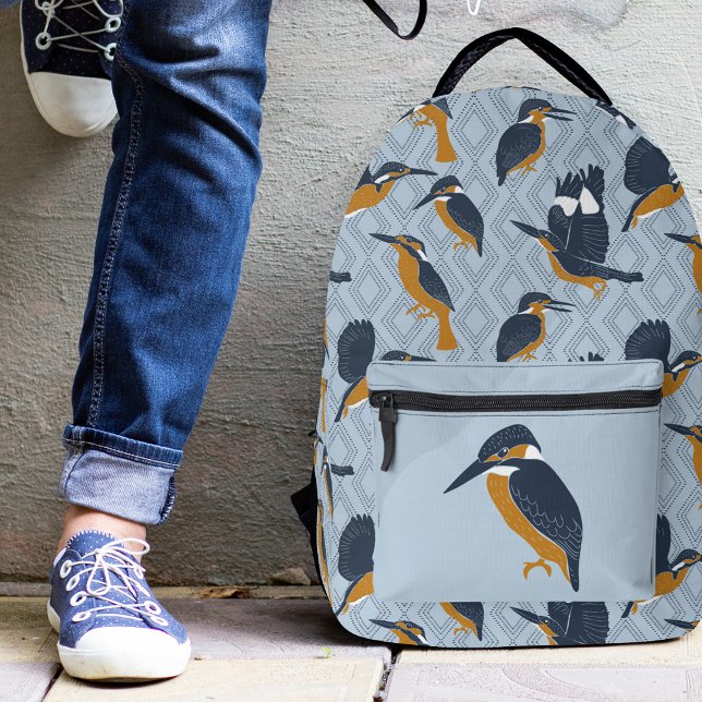 Für Vogelliebhaber Gemütliche Kingfisher Gemustert Bedruckter Rucksack (Von Creator hochgeladen)
