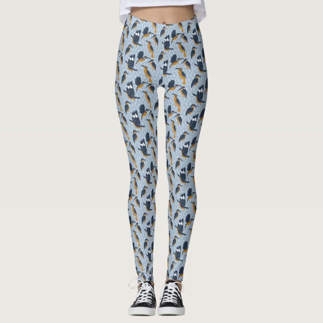 Für Vogelliebhaber Gemütliche Kingfisher Gemustert Leggings (Vorderseite)