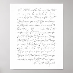 Für was es wert ist...F. Scott Fitzgerald Script Poster