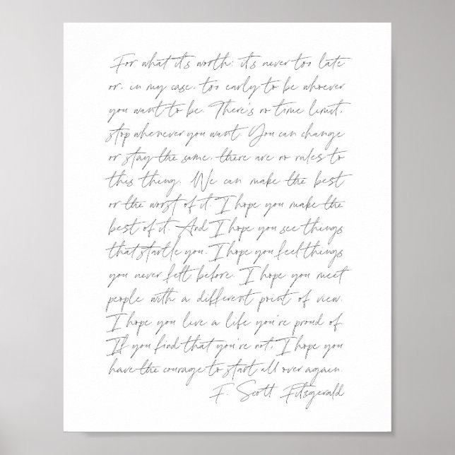 Für was es wert ist...F. Scott Fitzgerald Script Poster (Vorne)