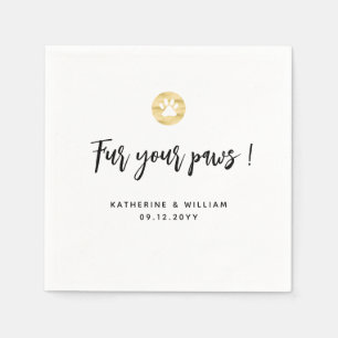 Fur Your Paws Pet Theme Gold Paw Wedkin Napkin Serviette