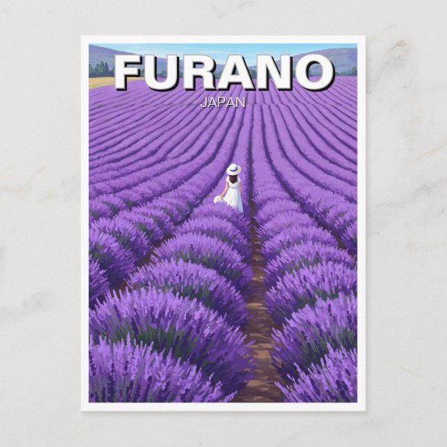Furano Japan Lavender Fields Travel Postkarte (Vorderseite)