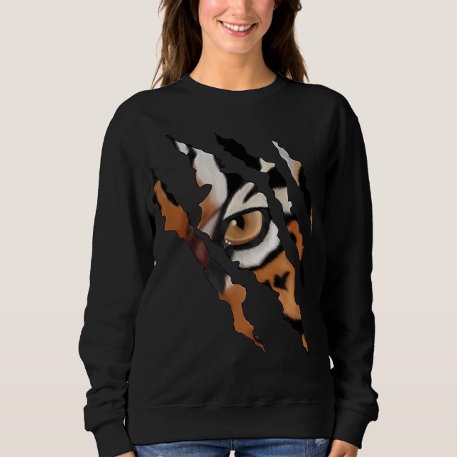 Furchenlose Tiger-Katzenauge-Silhouette Sweatshirt (Vorderseite)
