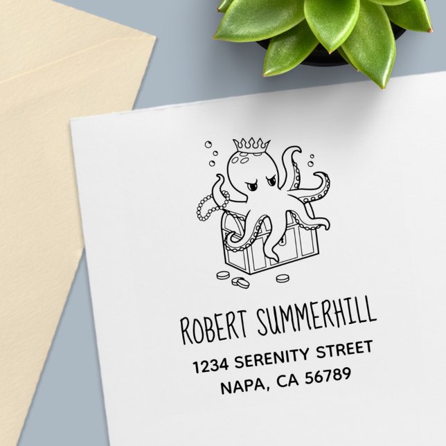 Furcht erregende Octopus Guarding Treasure Brustad Permastempel (Von Creator hochgeladen)