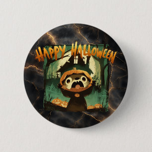 Furcht erregende Otter in Halloween-Kürbiskostüm Button