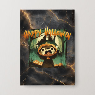 Furcht erregende Otter in Halloween-Kürbiskostüm Button